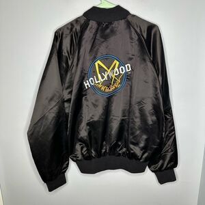 HOLLYWOOD Satin Embroidered Jacket Chamber Of Commerce XL Vintage
